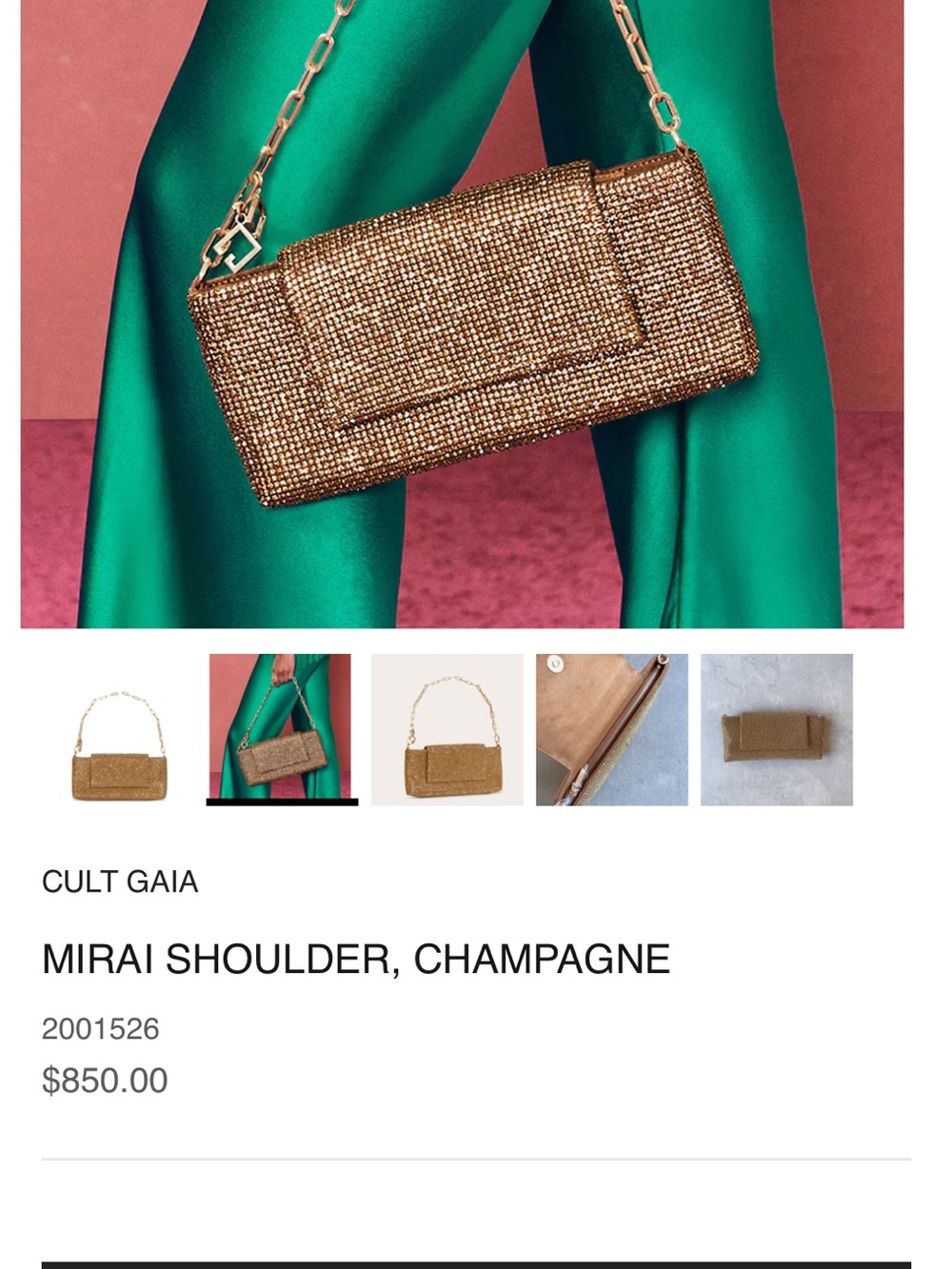 Cult Gaia Gold Crystal-Embellished Shoulder Bag